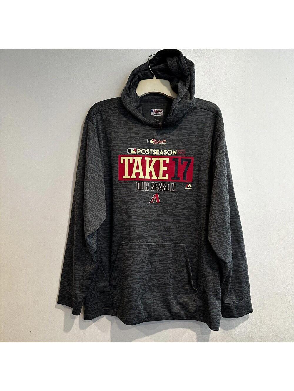 Arizona Diamondnacks Hoodie Take 17 Majestic Post Season 2017 Mens XL Grey
